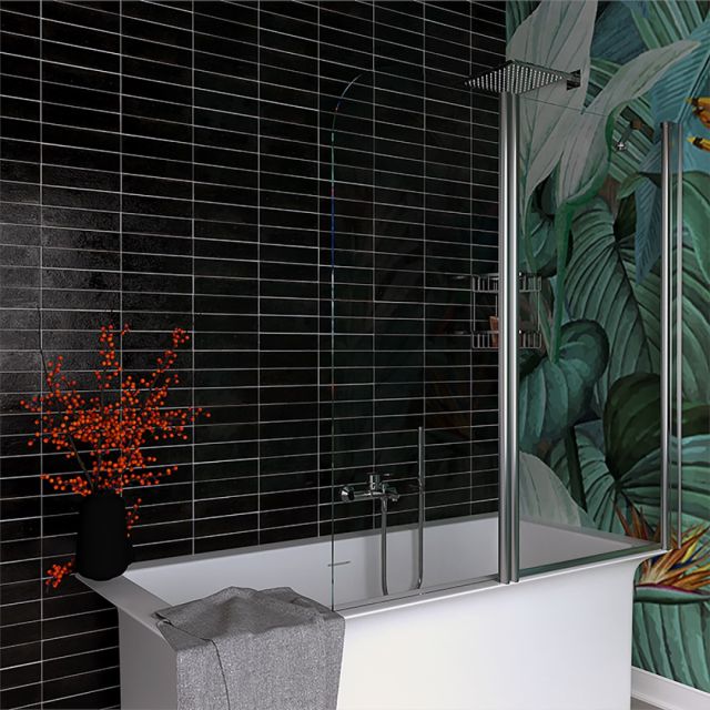 Parete sopravasca pieghevole 140cm con anta fissa e anta orientabile