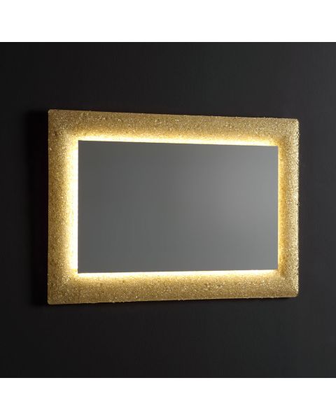 Miroir avec cadre en verre moulé doré 90x62