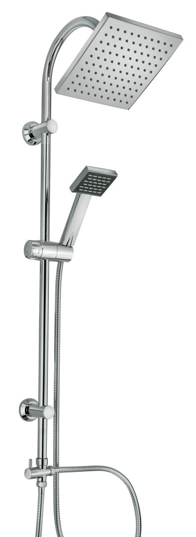 Accessoire pour douche, système avec pommeau fixe et pommeau manuel carré