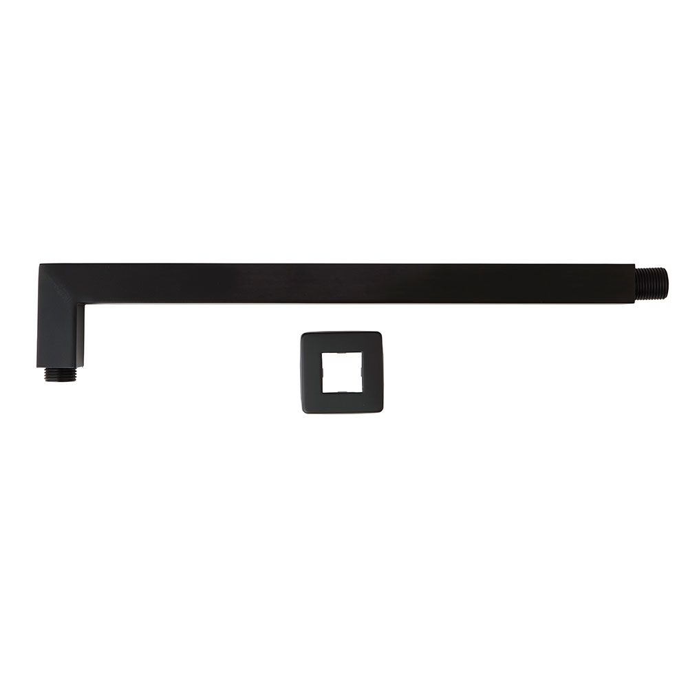 Bras de douche noir mat forme carrée