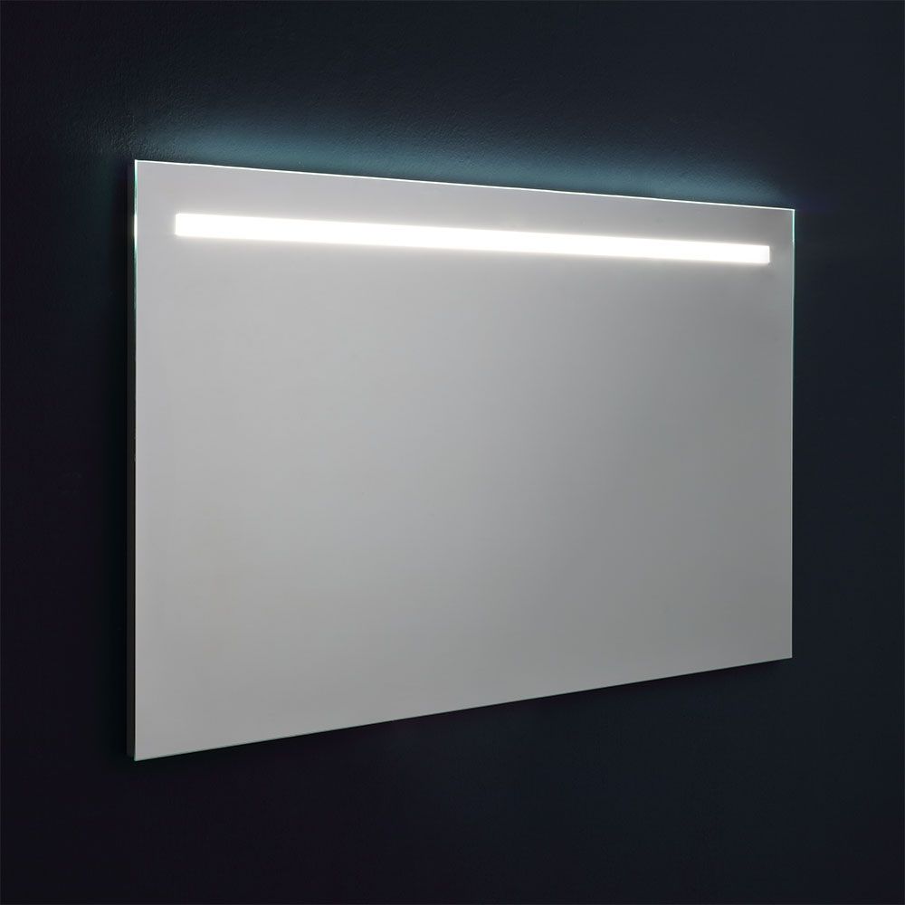 Moderne miroir rétroéclairé avec bande LED supérieure 120 x 70 cm allumé