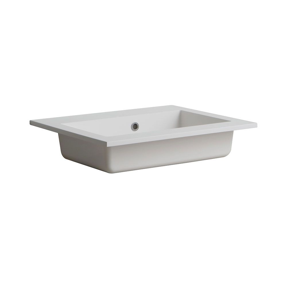 Lavabo sans trou robinet latina en résine 60 cm blanc mat