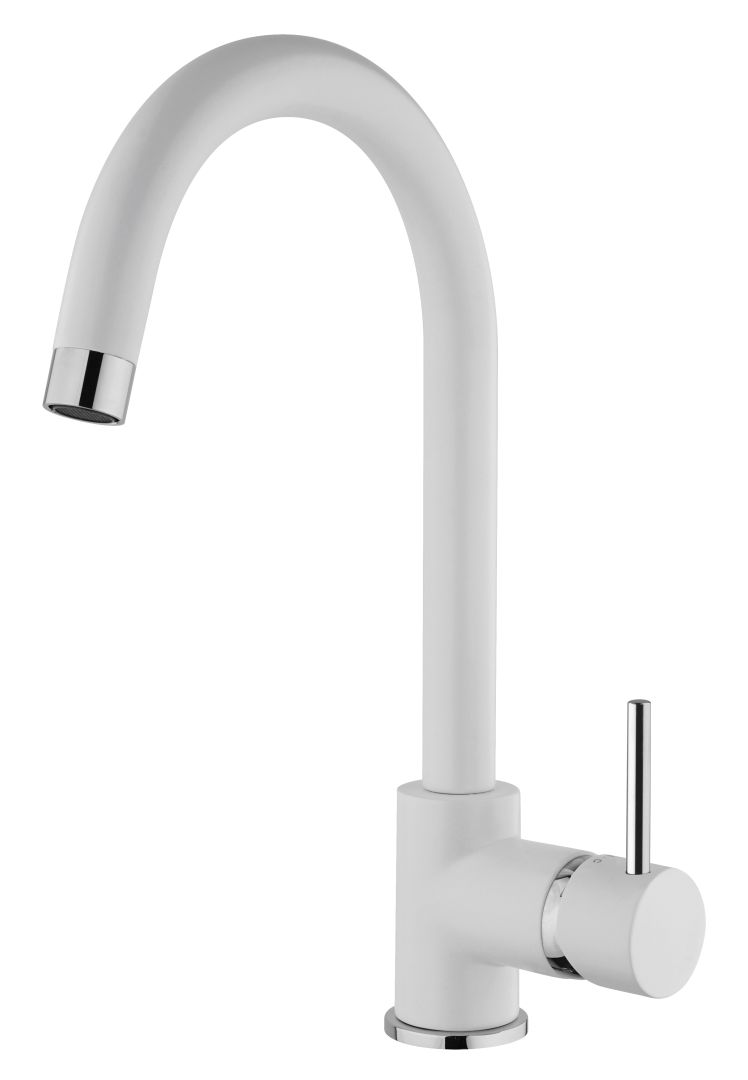 Robinet à haut cannelure pour cuisine et buanderie blanche