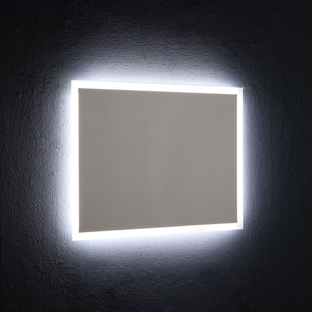 Miroir allumé rétro avec éclairage à LED, rectangulaire et réversible, avec kit fixation mural compris