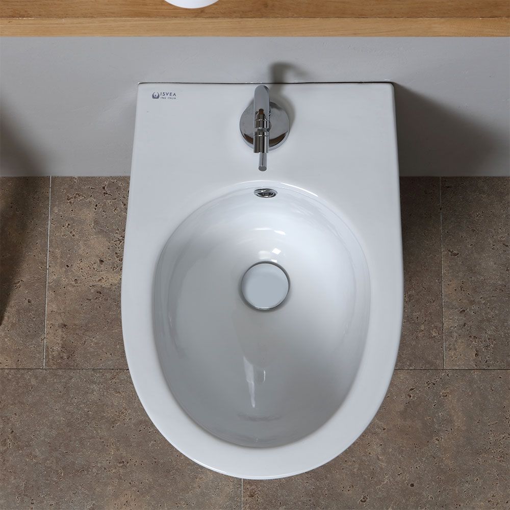 Bidet sospeso serie Tucket in ceramica bianca