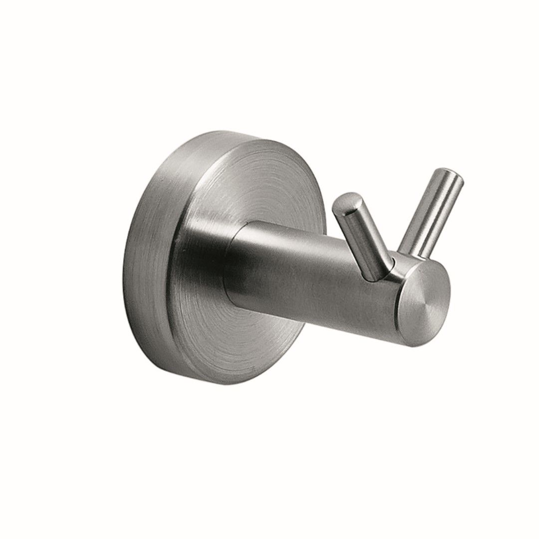 Appendiabiti doppio in acciaio cromato spazzolato