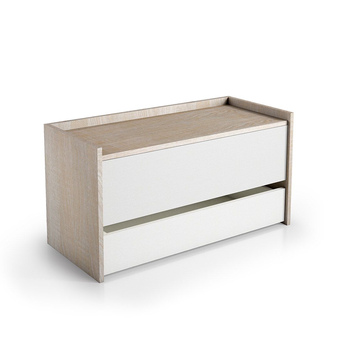 Baule contenitore rovere e bianco