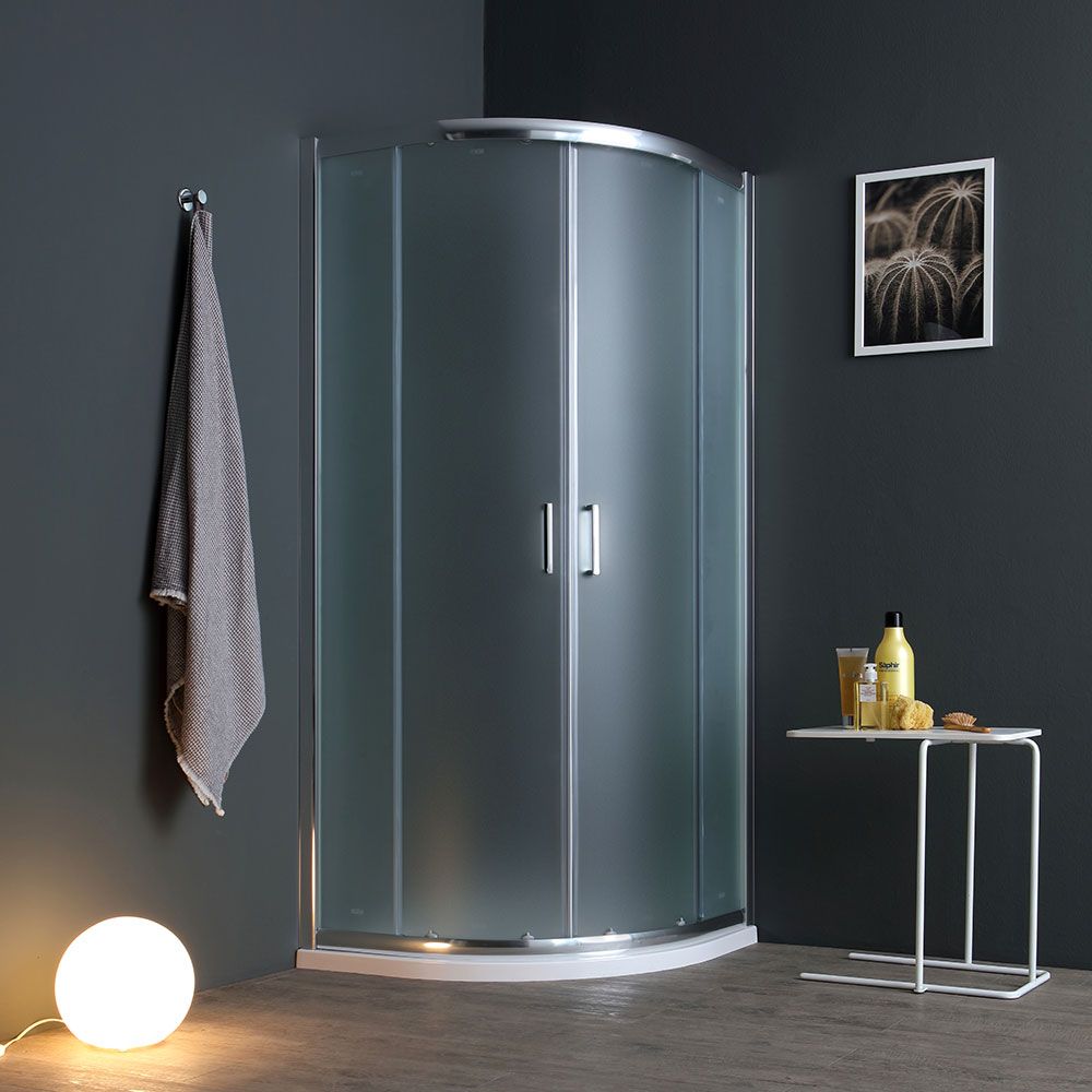Cabine de douche d'angle semi-circulaire 80x80
