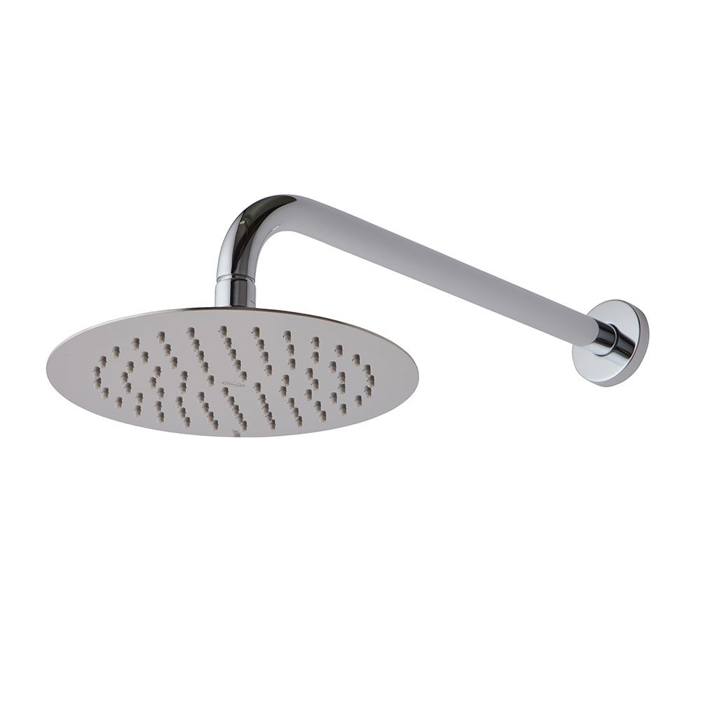 Bras de douche avec pomme haute arrondie chromé