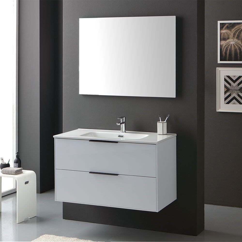 Ensemble suspendu avec lavabo et miroir