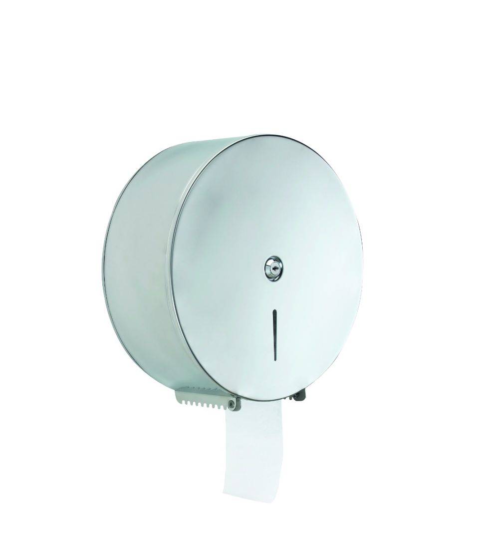 distributore di rotoli di carta igienica max 26 cm con serratura di sicurezza acciaio inox cromato lucido
