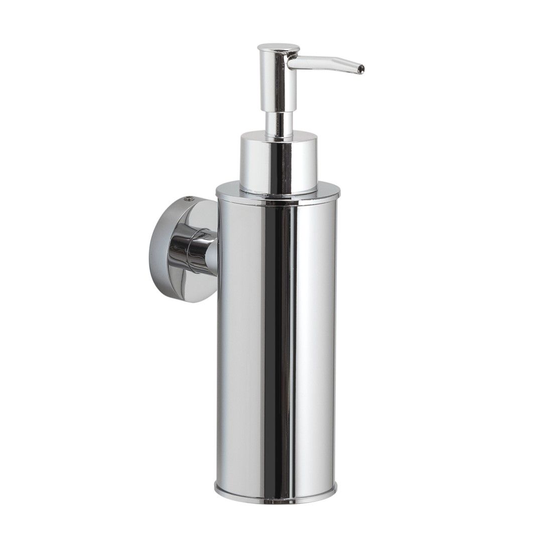 Distributore di sapone tondo in acciaio cromato