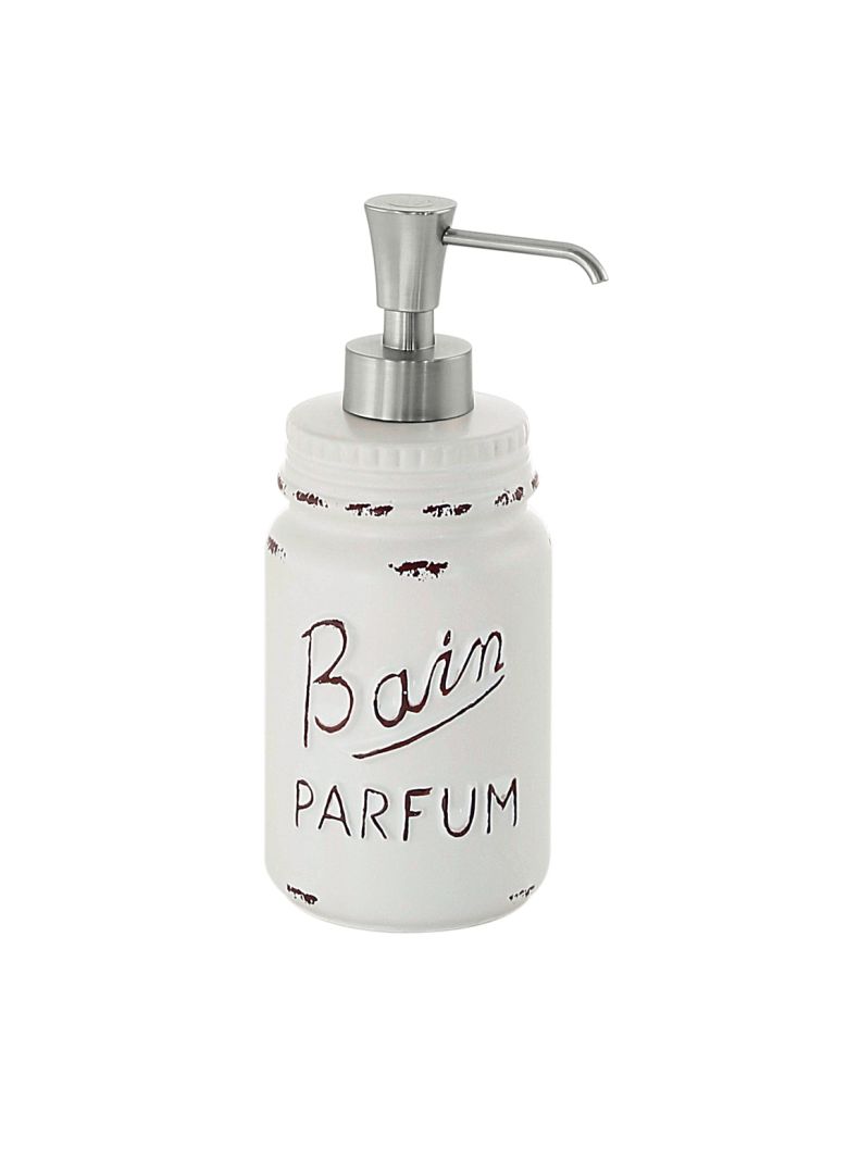 Distributeur pour savon liquide en céramique blanche décorée