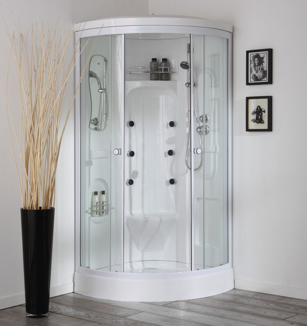 Cabine de douche multifonction Vesuvio semi-circulaire 90x90 avec hydromassage