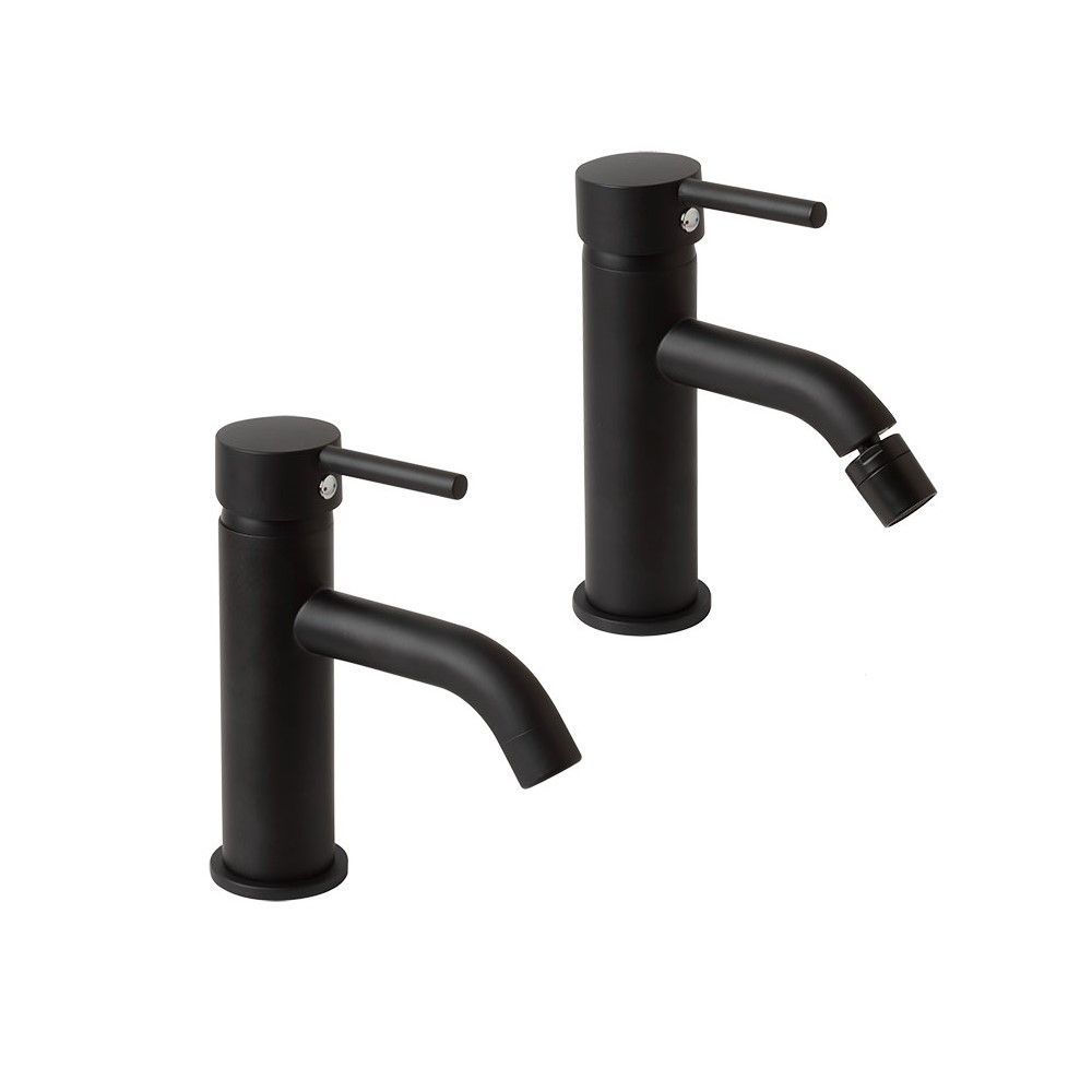 Lot de mitigeurs pour lavabo et bidet en noir mat