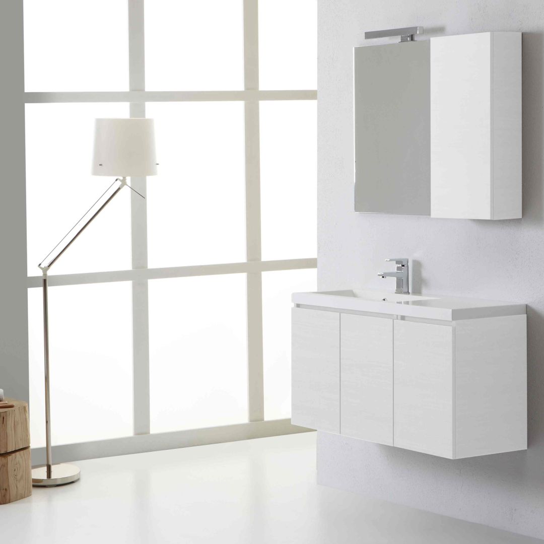 Meuble cm 120 suspendu avec tiroirs et armoire