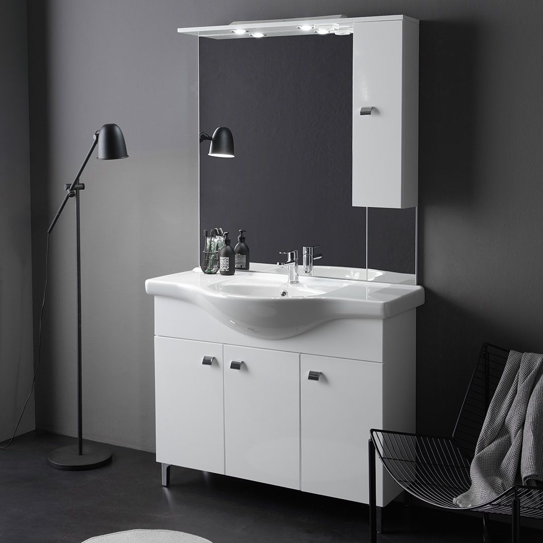 Mobile bagno bianco lucido 85cm Smeraldo