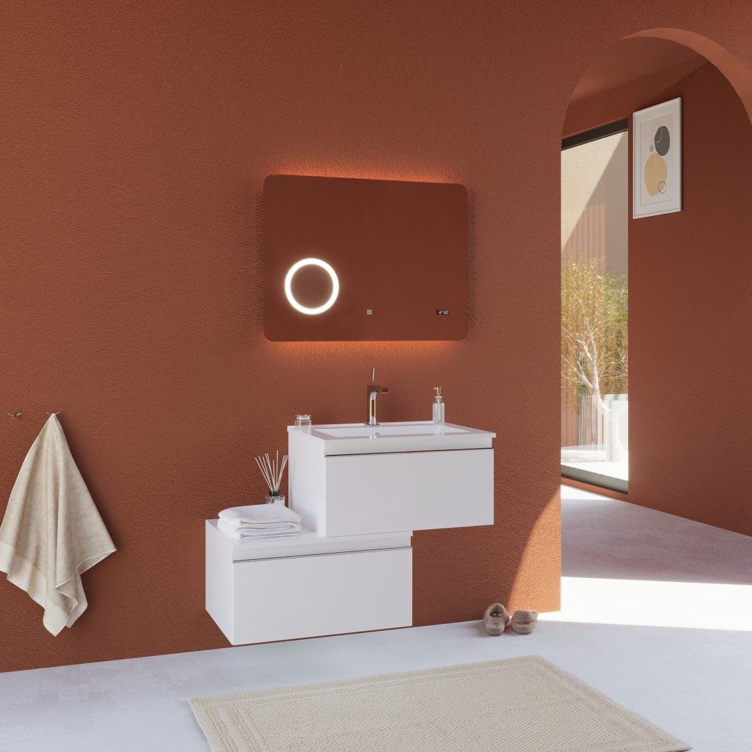 Mobile bagno sospeso con cassetto decentrato 60cm