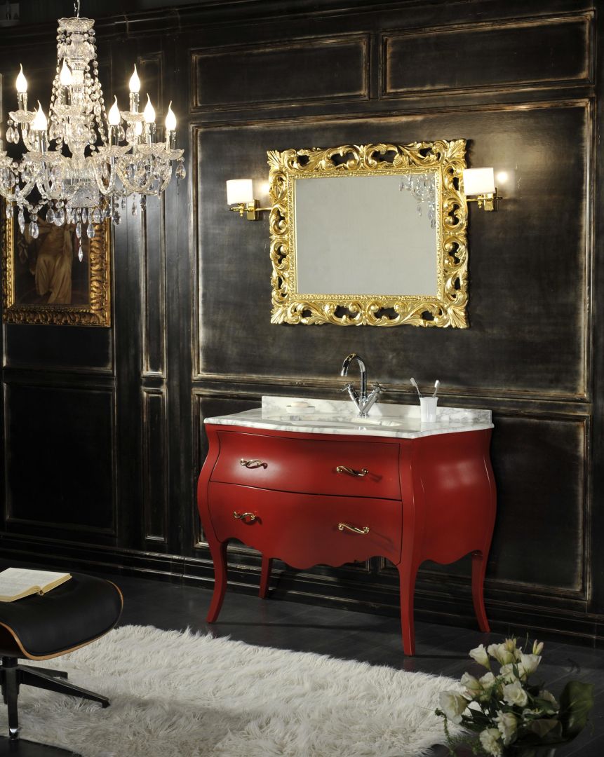 Meuble de salle de bains style Baroque rouge