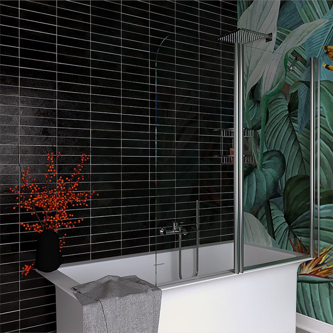 Parete sopravasca pieghevole 140cm con anta fissa e anta orientabile