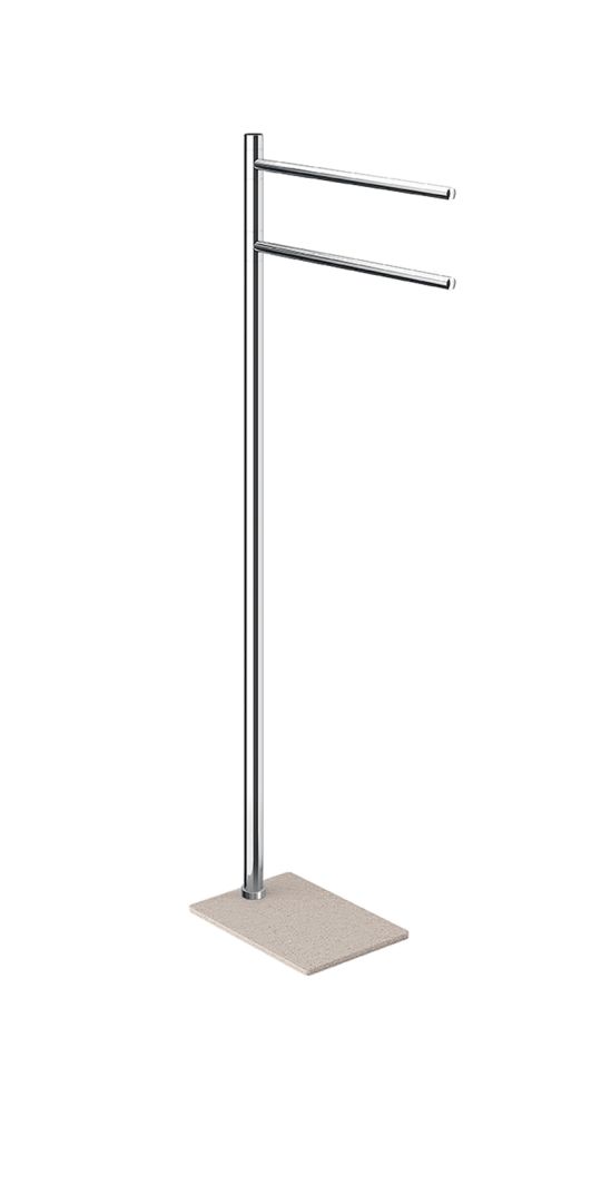 Ensemble porte-serviettes chromée avec base en résine beige Peter