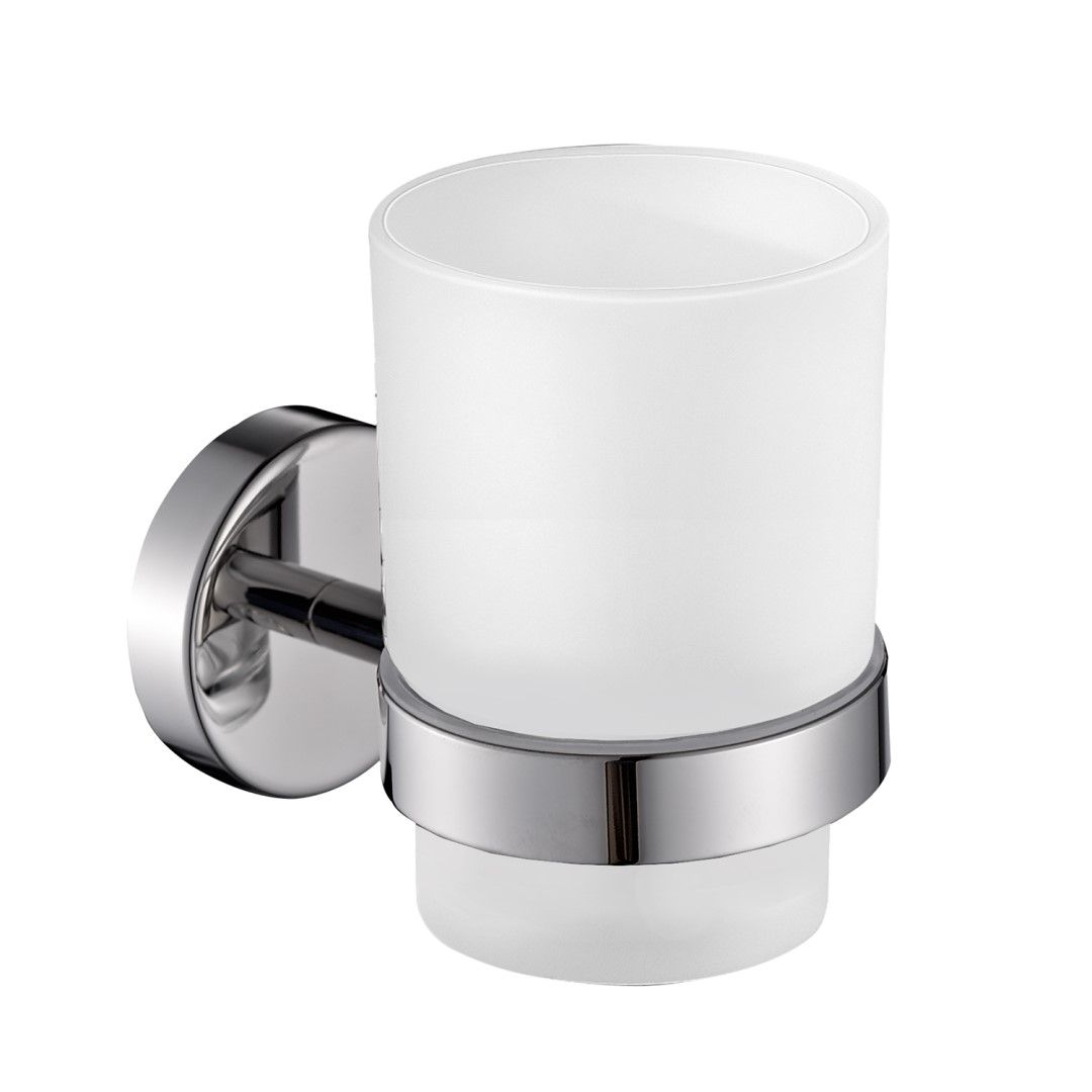 Portaspazzolini in vetro e acciaio lucido