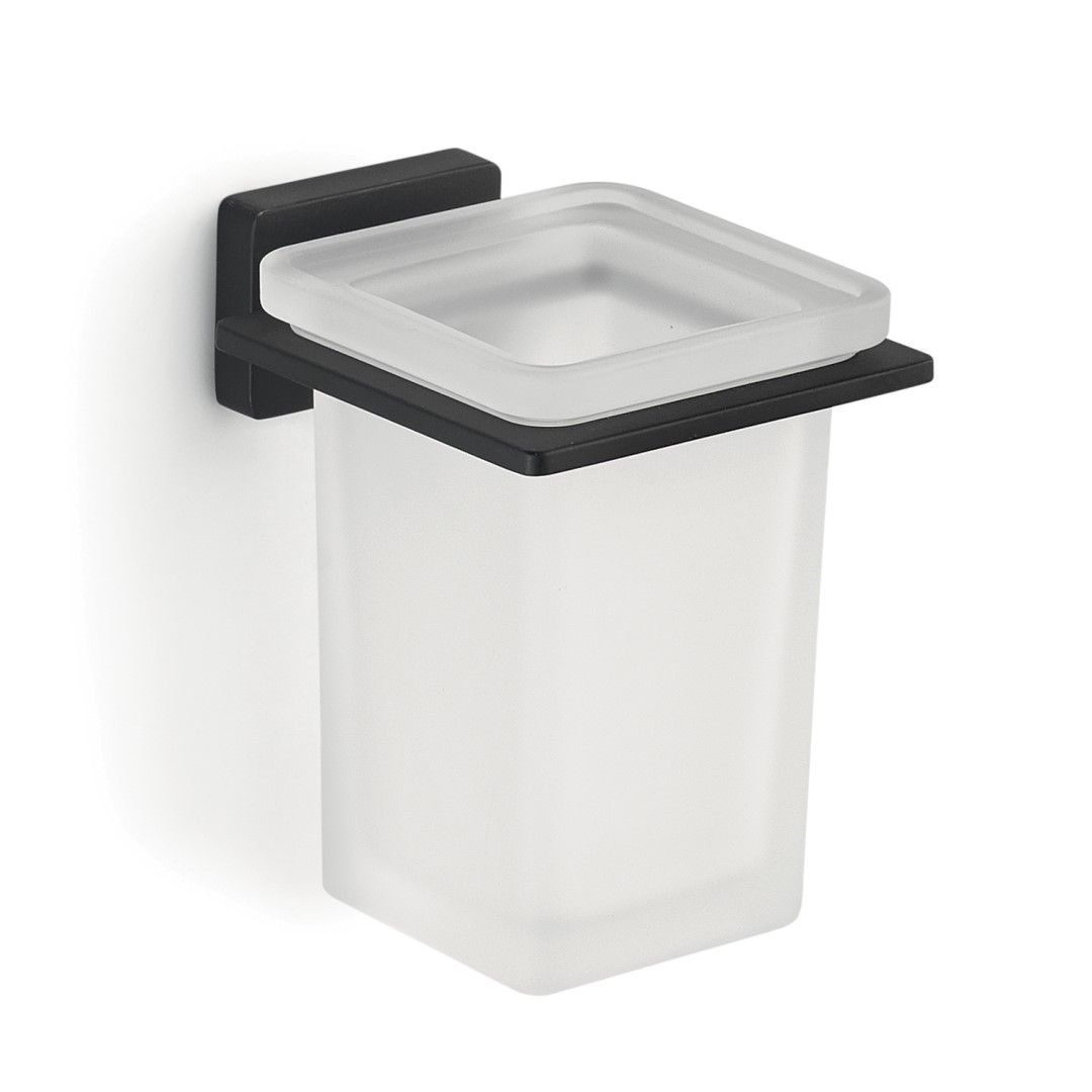 Bicchiere porta spazzolini in vetro satinato