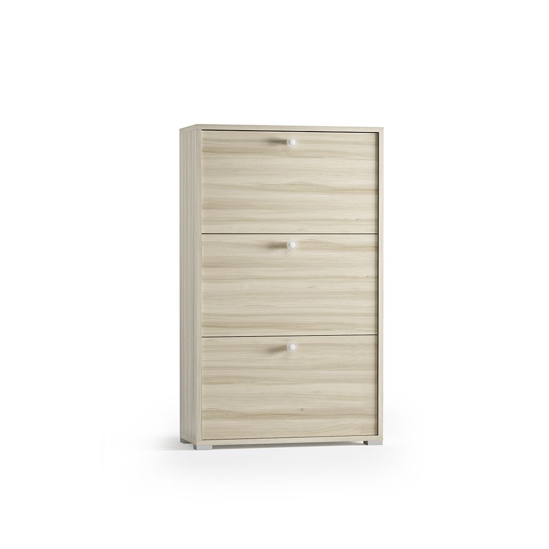 Scarpiera a 3 ante con doppia profondità olmo