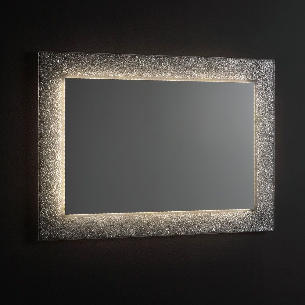 Miroir 98x70 avec cadre en billes de verre et LED