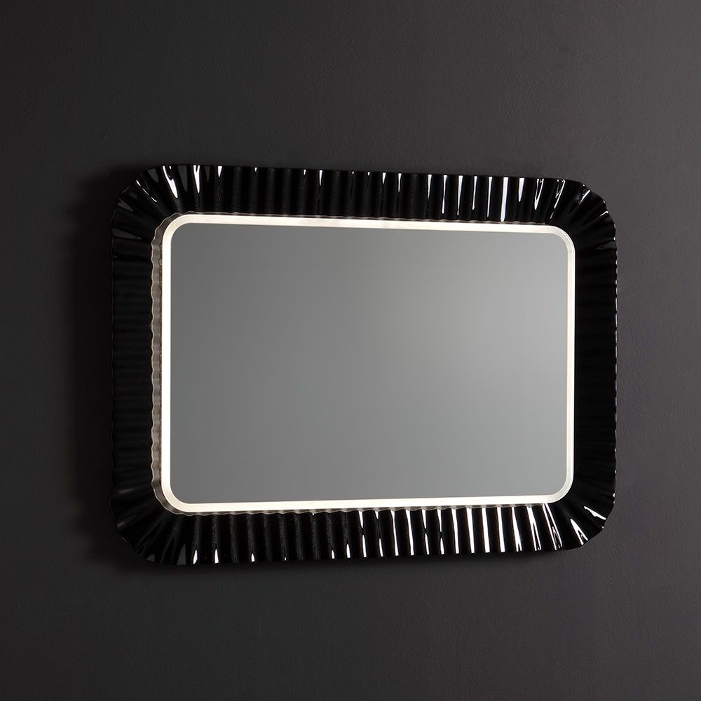 Miroir LED avec cadre en verre noir 94x68