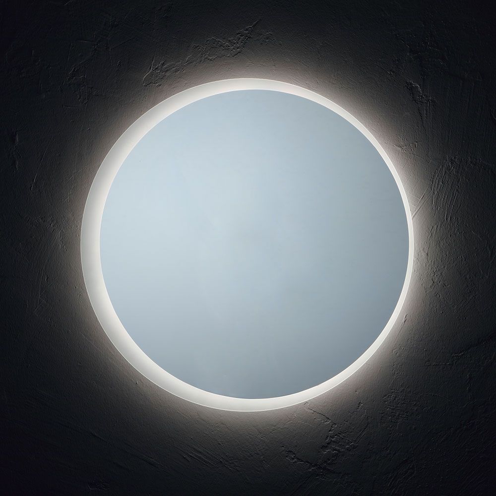 Miroir pour la salle de bain avec fixation murale de forme ronde avec rétro-éclairage 