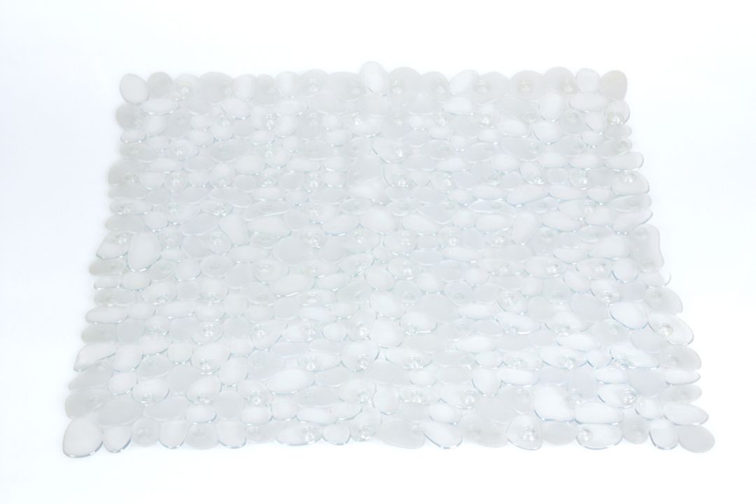 Alfombrilla antideslizante para ducha de goma transparente con efecto guijarros