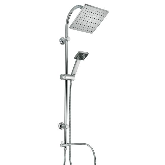Accessoire pour douche, système avec pommeau fixe et pommeau manuel carré