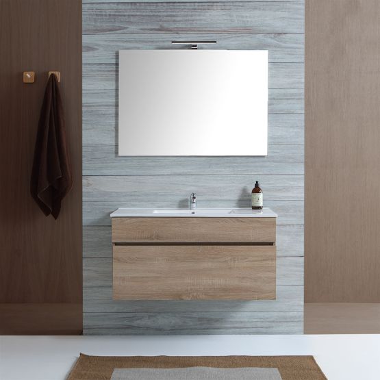 Meuble de salle de bain suspendu chêne