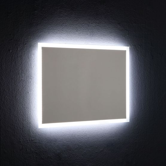 Miroir allumé rétro avec éclairage à LED, rectangulaire et réversible, avec kit fixation mural compris