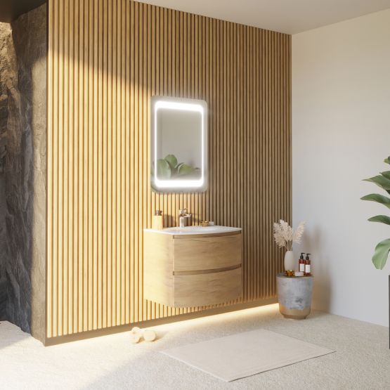 Armoire de toilette suspendue 70cm chêne miel