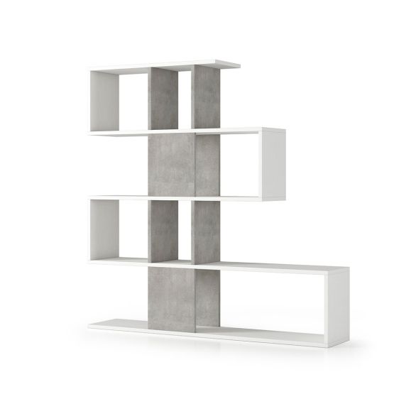 Scaffale divisorio bianco e cemento Scaffale divisorio bianco e cemento