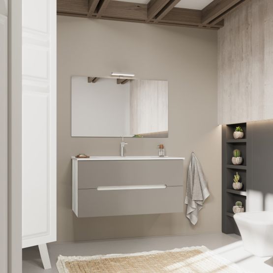 Mobile bagno grigio con fiancate quercia bianco