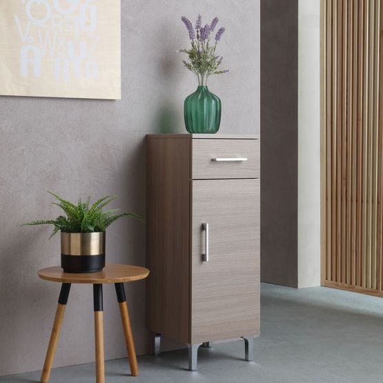 Mobiletto da bagno in quercia naturale effetto legno