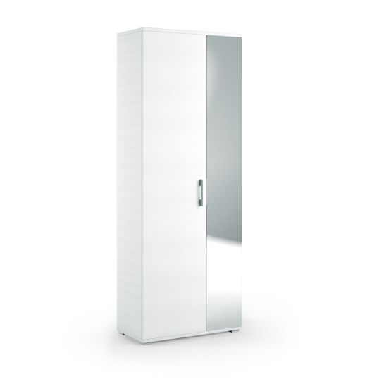 Mobile multiuso bagno bianco con specchio e maniglia