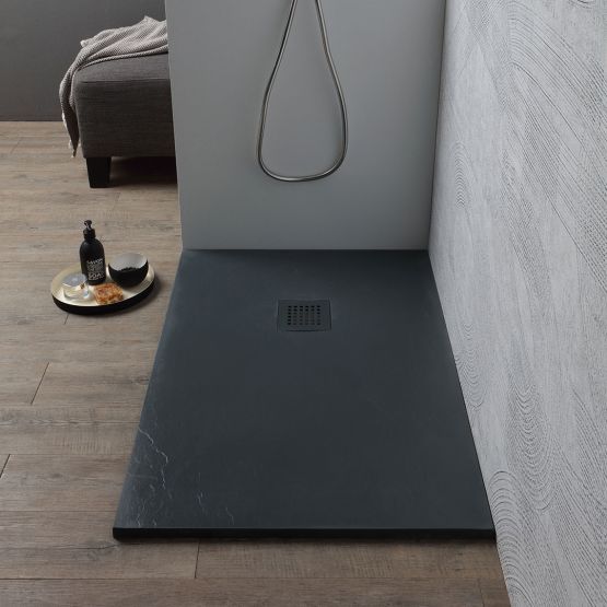 Receveur de douche 160x80 en gris anthracite effet pierre
